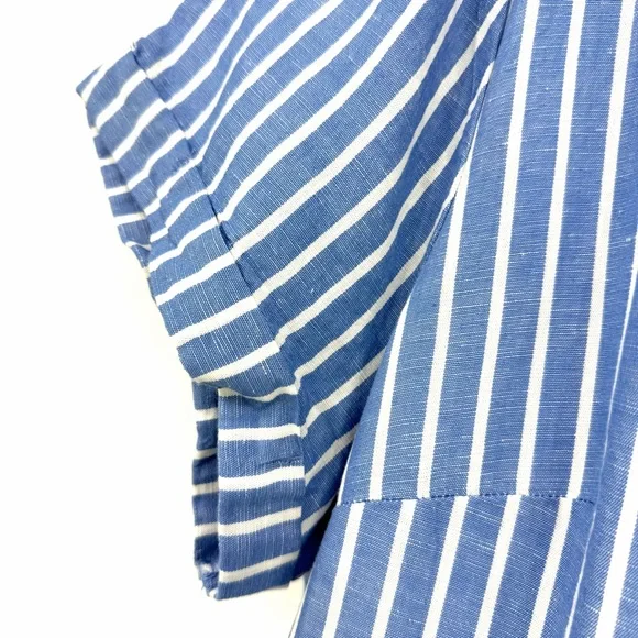 Pact Canopy Notch Neck Dress Bondi Stripe Linen Organic Cotton Blue Size XL - Picture 4 of 12